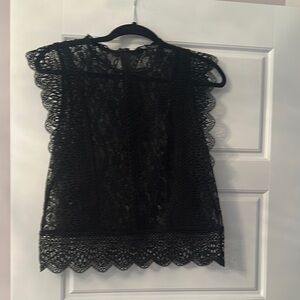 Zara Black Lace Sleeveless Blouse